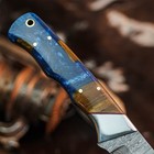 8.7"  inch Handmade Damascus Hunting Knife Full Tang Resin Handle Leather Sheath — photo 10