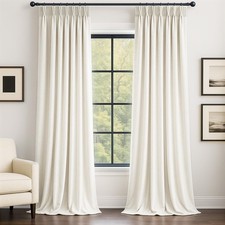 90 Inch Long Cream Velvet Curtains 2 Panels Super Soft Velvet Luxury Decorati...