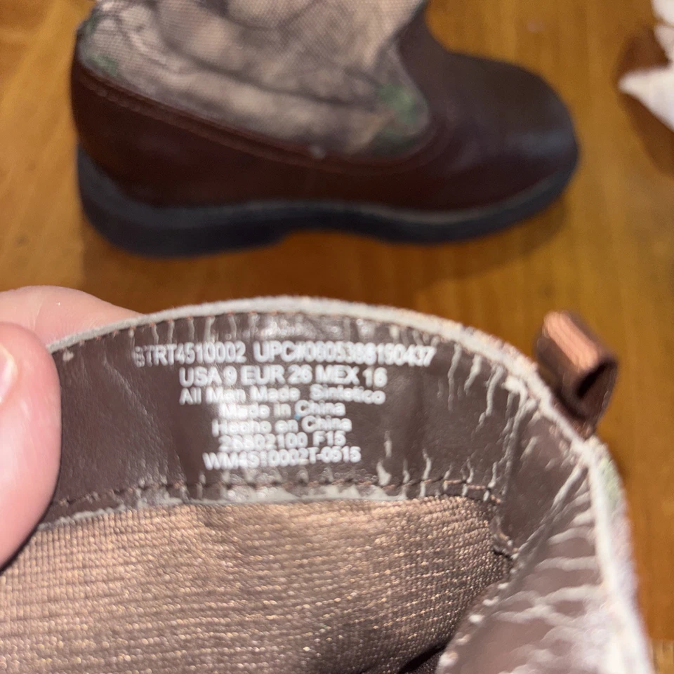 Realtree Outdoors Camouflage Camo Hunting Western Boots Youth Kids Sz 9 - Image 3 of 4