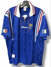 Vintage 1996 Adidas France FFF Home Soccer Kit Jersey XL Euro 96 Blue Rare NWT