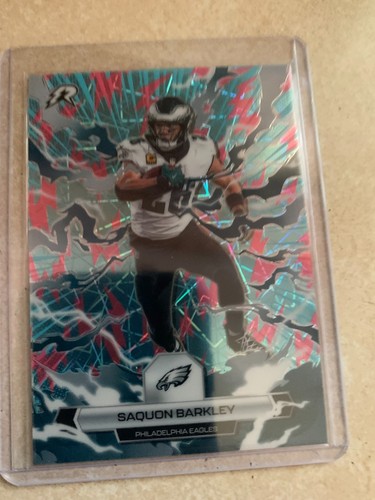 2025 Topps Resurgence Football #80 Saquon Barkley Sky Blue Pink Shock Refractor