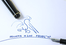 Penna stilografica vintage Pelikan M200 verde marmorizzato/nero, molla "M".  (K75)