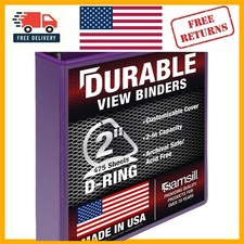 Eco-Friendly 2-Inch Purple D-Ring Binder Holding Up to 480 Pages, Made in USA