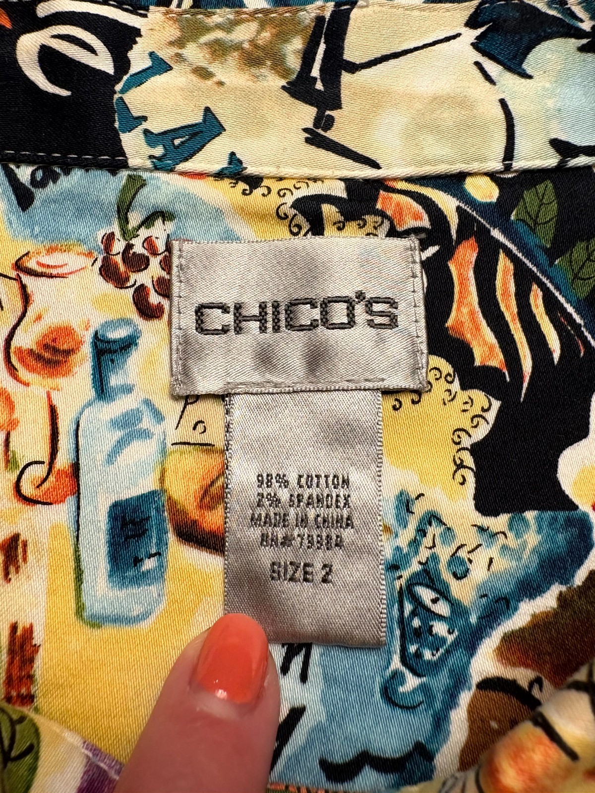 Chico's Multicolor Vibrant Patchwork Denim Pop Ar… - image 3