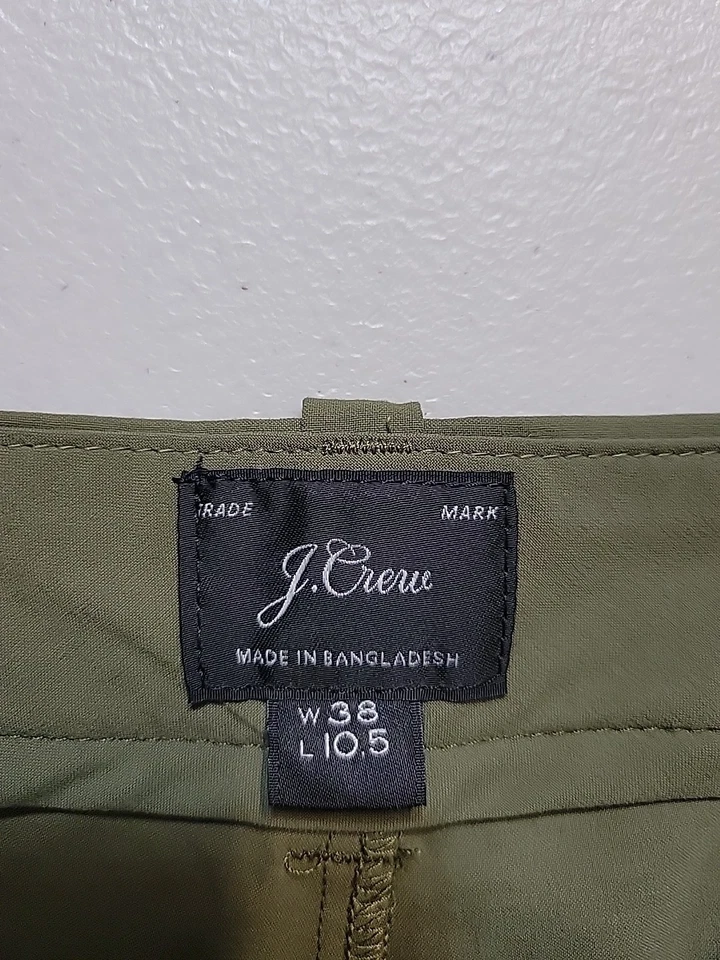Pantalones Cortos J.Crew Poliéster Para Hombre W38 L10.5 Verde Oliva Chino Informal Cremallera Bolsillo Trasero Foto 3 de 4