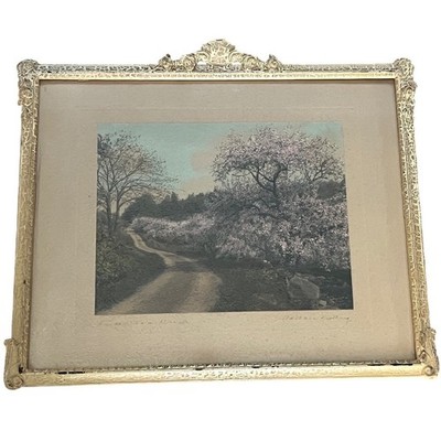 WALLACE NUTTING Hand Colored Photo 40's ''Decked as a Bride'' signed Framed