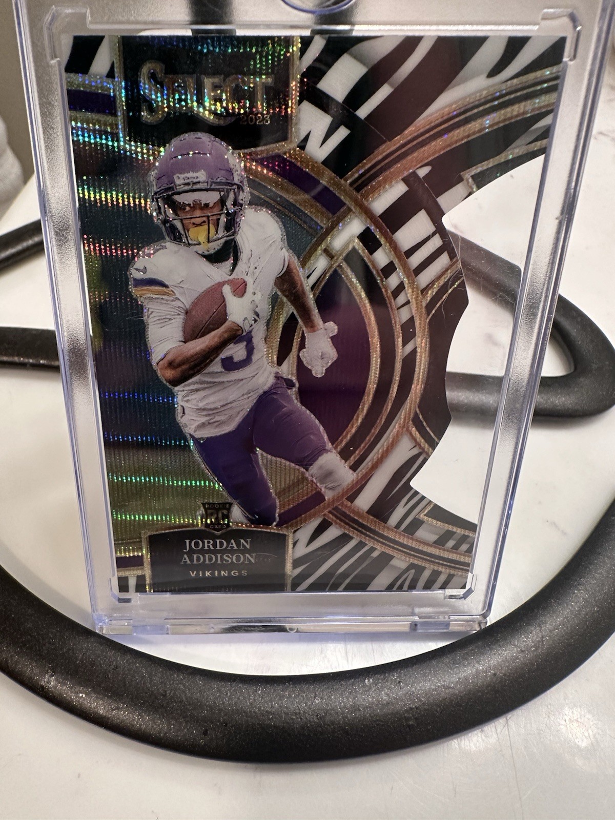 2023 Panini Select - Premier Level Jordan Addison #194 Zebra Prizm Die-Cut (RC)