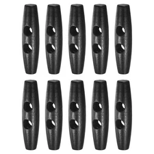 10PCS Wooden Toggle Buttons, 2x0.5in Natural Olive Shape Buttons [Black]
