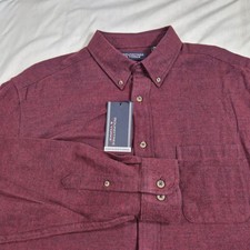 Roundtree  Yorke Men's Size XLT Button Up Portuguese Flannel Shirt Burgundy 57