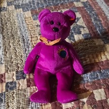 Ty Beanie Babies Millennium Bear Retired 1999 Purple Plush with Tag
