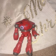 Red Robot Toy Action Figure with Gray Purple Details Transformers Theme