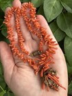 Antique Victorian Brass Grape Natural Branch Coral Necklace old Jewelry — photo 1