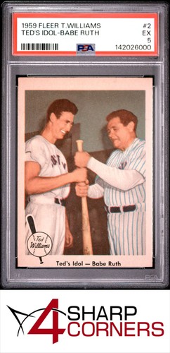 1959 FLEER TED WILLIAMS #2 TED'S IDOL BABE RUTH PSA 5
