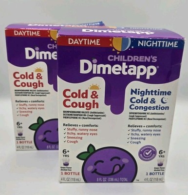 Lot of 2 Children's Dimetapp Day/Night Combo Cold Cough & Congestion Liquid 4oz