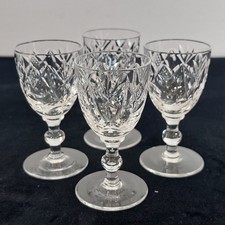 Cut Crystal Liqueur Shot Pony Glasses Set of 4 40ml 8cm Height Bulbous Stem