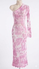 pink rose maxi crochet dress River Island Knit Maxi Tie Dye One Sleeve UK 10 New