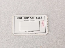 Vintage Pine Top Lost Vermont Ski Area Rope Tow Lift Ticket 1960s 