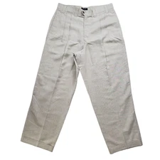 Vtg Dockers Khakis Pleated Pants Mens 32 Linen Blend Wide Leg Cuffed Preppy USA