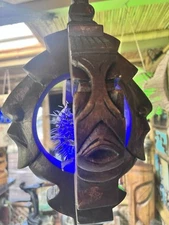 NEW Witco Style Lamp w/real Pufferfish Blue LED Tiki bar Smokin Tikis Oceanic