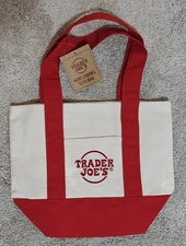 Trader Joe’s Mini Canvas Reusable Tote Bags Color Red