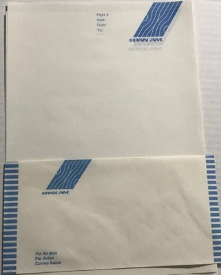 2 Set Vtg Pan Am Airlines PAA InFlight Air Mail Letter Paper/Envelope Stationary