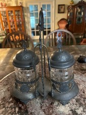 Antique Victorian Double Silver Plated Pickle Castor with Tongs