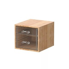 Bamboo Makeup  Jewelry Organizer with 2 Clear Acrylic Drawers, Nonslip Storage