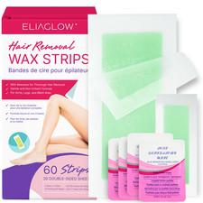Eliaglow 60 Pcs Wax Strips For Hair Removal 40 Body 20 Facial Hair Removal For