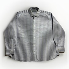 Givenchy Mens Blue Stripe Dress Shirt XL Cotton Button Up Logo