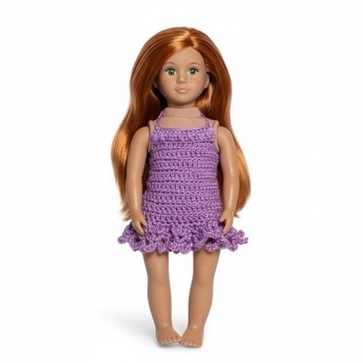 Lori Mini Doll by  Battat  Or  Our Generation  - Handmade Purple Crochet Dress