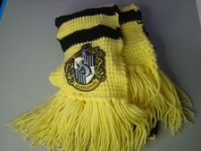 Harry Potter Hufflepuff Crochet Scarf 100" x 6" Yellow Black Winter Cold