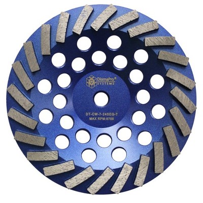 DT-CW-7-24SEG-T Threaded 7 Inch 24 Segment Turbo Concrete Grinding Cup Wheel ...