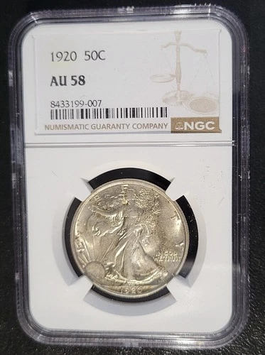 1920 P Philadelphia Mint 50C Walking Liberty Half Dollar NGC AU 58 Very Nice!