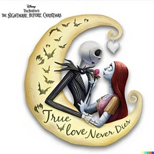 Bradford Exchange Jack & Sally Glow In The Dark Wall Decor True Love Never Dies