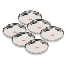 Solid Stainless Steel Plate Set Of 6 Dinner Plate Dinnerware & Serveware