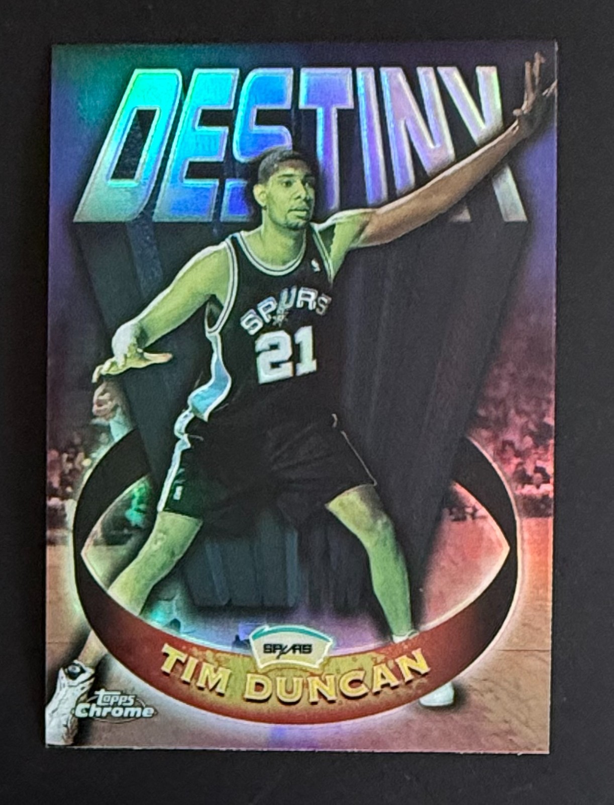 ks 1997 Topps Chrome Tim Duncan San Antonio Spurs Destiny Refractor *Greening