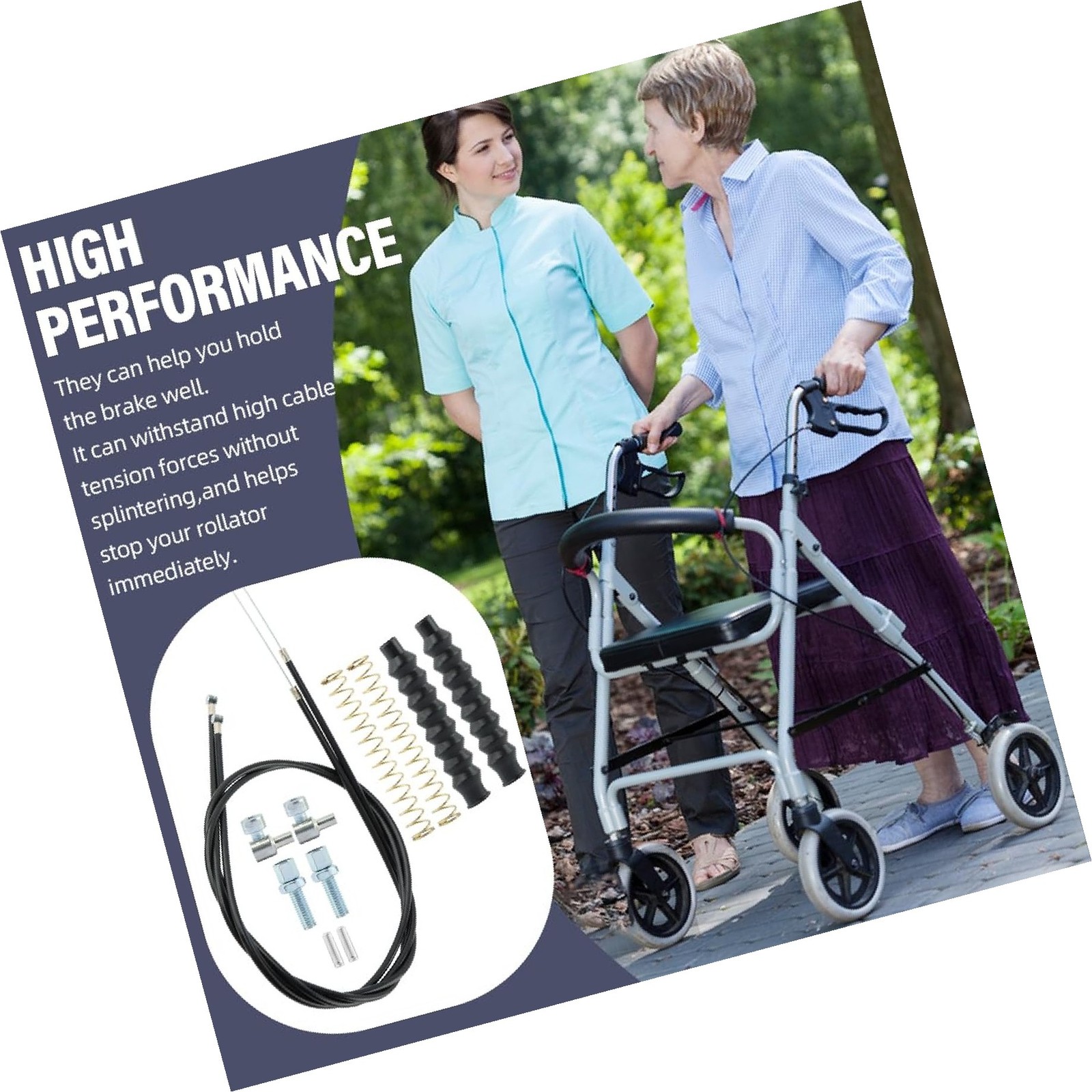 JIANWEI 14Pcs Brake Cable Drive Rollator Replacement Parts, 45" Brake Cable R...