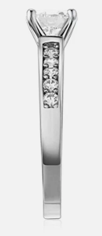 Anillo de compromiso de diamantes creados en oro blanco real brillante redondo de 2 quilates Foto 4 de 4