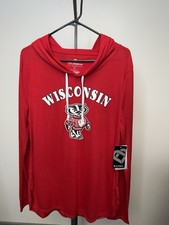 Wisconsin Badgers Colosseum Women s XL Hooded Long Sleeve Shirt Red NWT