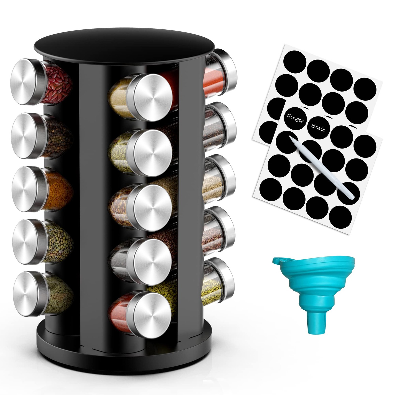 Rotating Spice Rack Organizer For Cabinet 20 Jars Spinning Kitchen Storage