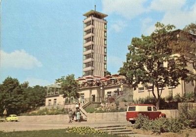 Postcard Berlin East GDR Müggelsee Müggelturm 1960s Volvo PV 445 duet