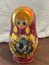 Hand-Painted Russian Matryoshka Nesting Dolls (7 pcs, 8”), Signed РЖ, 1995