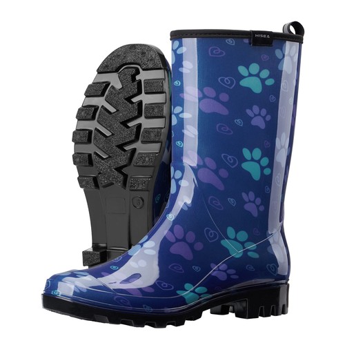HISEA Women's Printed Rain Boot Waterproof Mid Calf Farm Garden Yard Work Boots - Picture 14 of 103