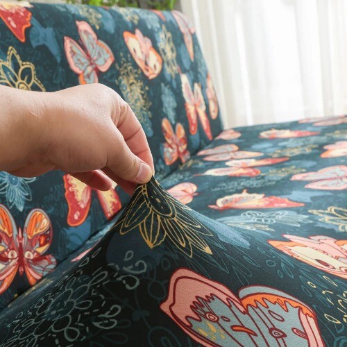 Stretch Fold Armless Sofa Bed Cover with Elastic Bottom Print Fitted Couch Cover - Bild 5 von 27