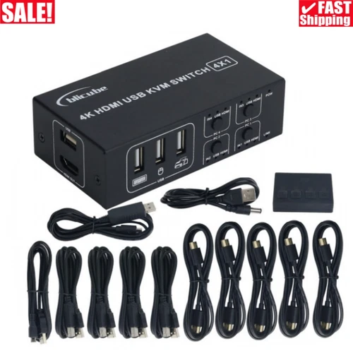 4K HDMI Switch KVM 4 Port Switcher 4 in 1 Out USB KVM Display For PiKVM BLIKVM