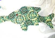 FISH GIFT BAG Handmade sewing christmas stocking Fun Fisherman rhinestone eyes h