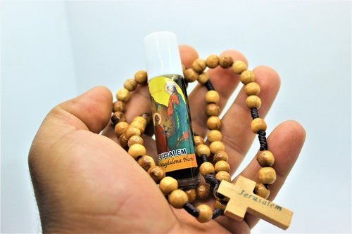 Auténtico Rosario de Madera de Oliva con Aceite de Nardo en Botella Famoso en Jerusalén - Imagen 6 de 6