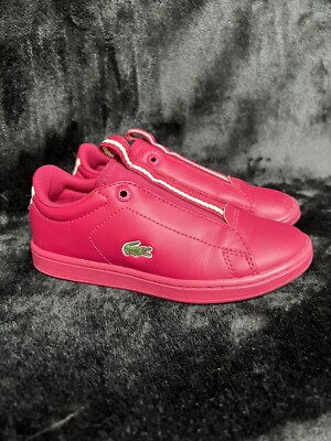 Lacoste Kids Pink Slip On Sneakers/Shoes Sz12 Leather Pink Lightweight