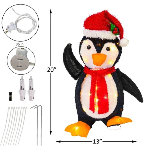 Weihnachtsdeko beleuchteter Pinguin 22 cm mit 35 Lichtern - Bild 3 von 6