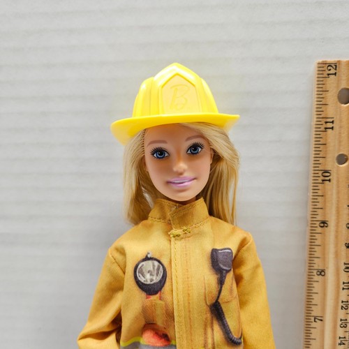 Barbie FIREFIGHTER DOLL - You Can Be Anything - w/ Yellow Outfit & Hat - NICE - Picture 3 of 8
